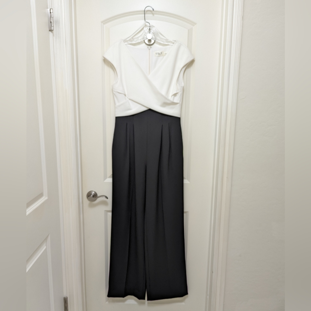 Eliza J Black and a White Wide-leg Jumpsuit